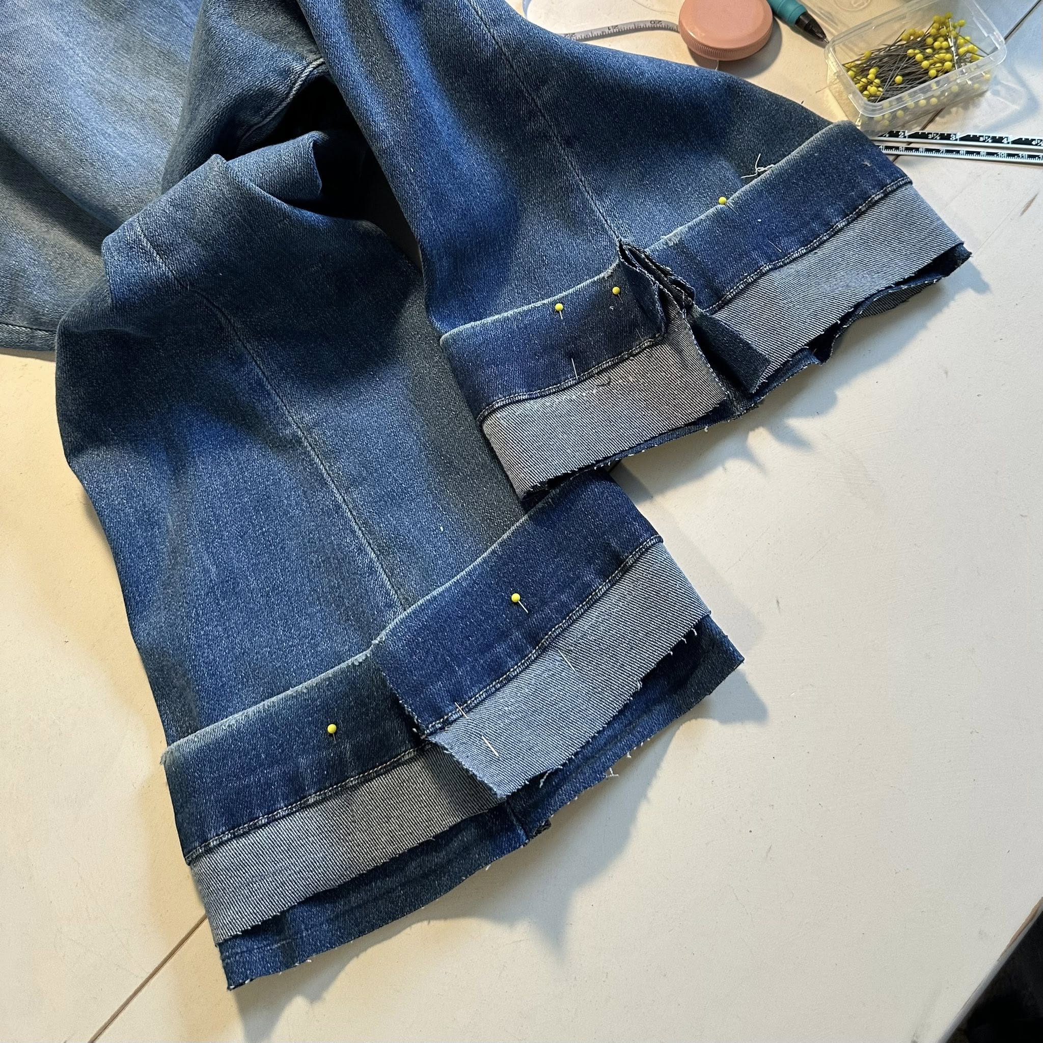 Jeans repair in progress